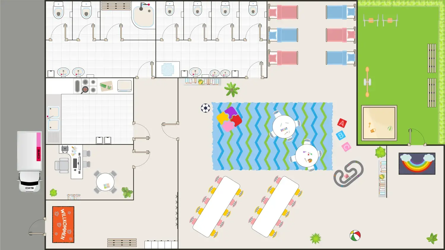 Interaktiver Raumplan einer Kindertagesstätte