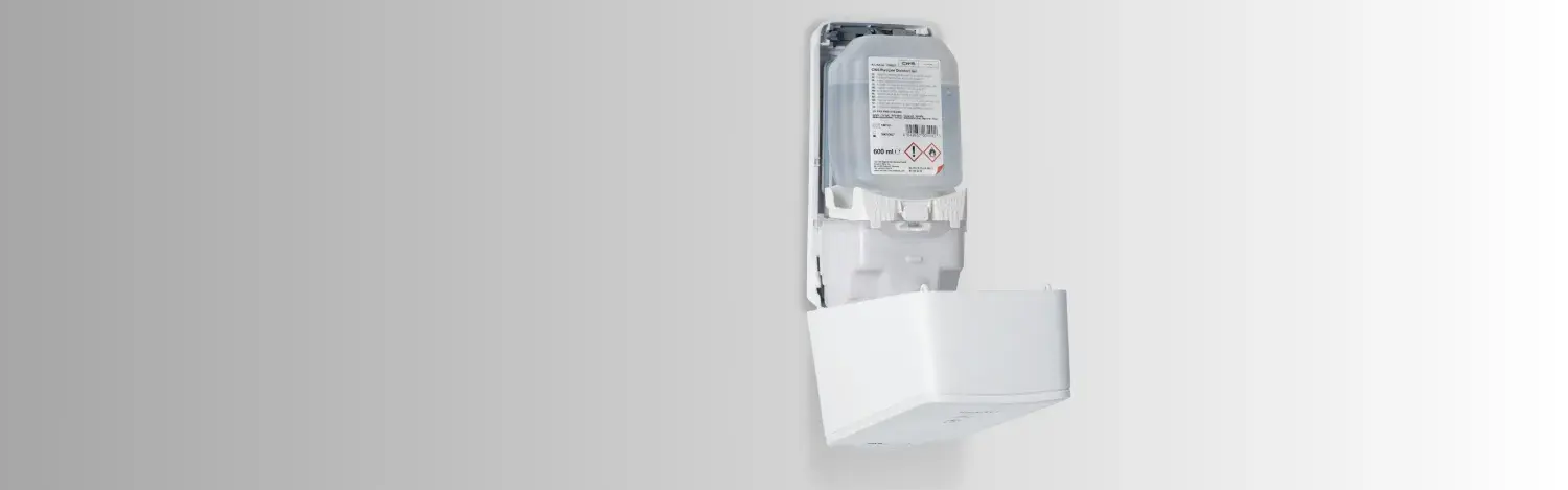 How to refill a disinfectant dispenser