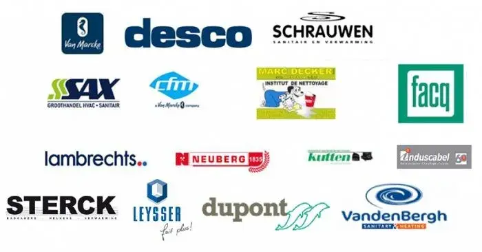 Logo's van dealerlijst groothandel voor architecten en planners