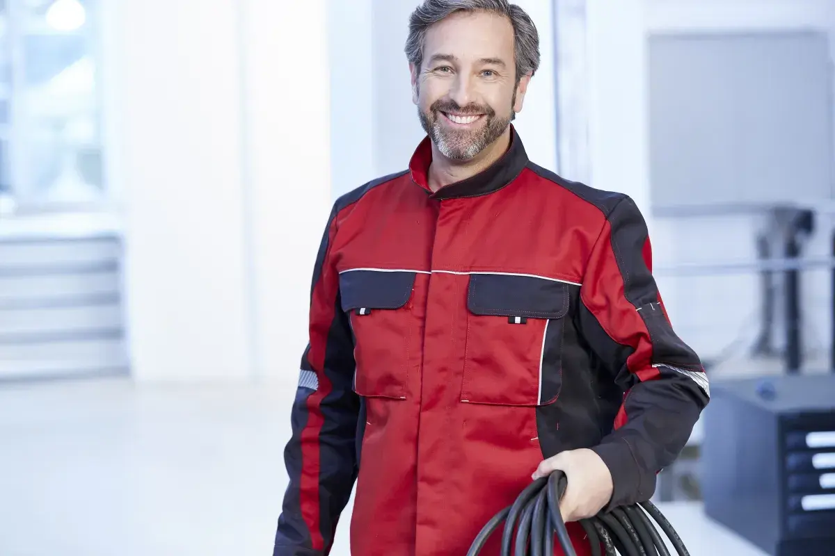 CWS Berufsbekleidung rot für Elektroniker 