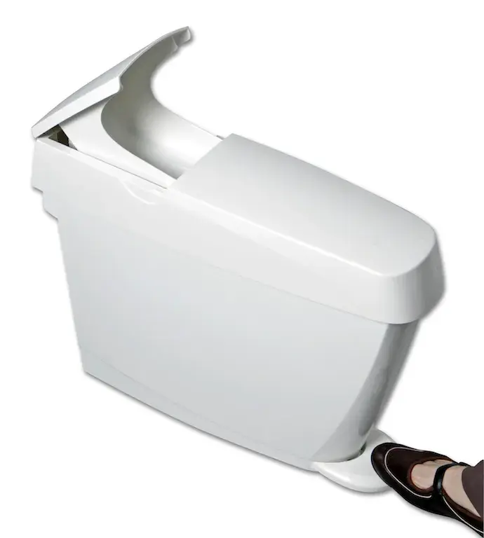 White sanitary bin with foot pedal