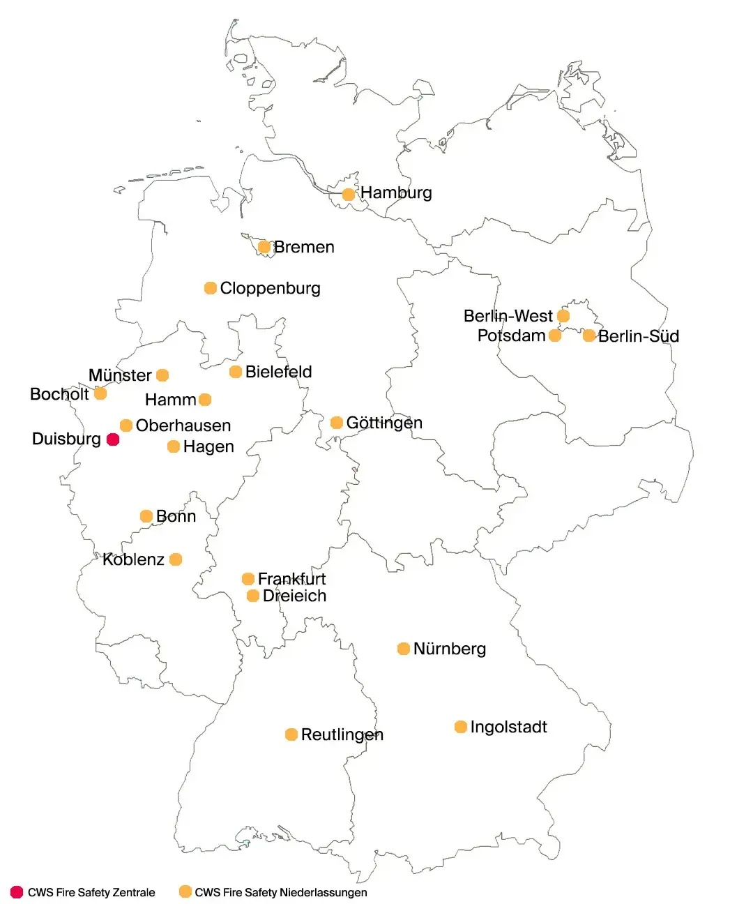 CWS Fire Safety Standorte in Deutschland - Stand: Dezember 2023