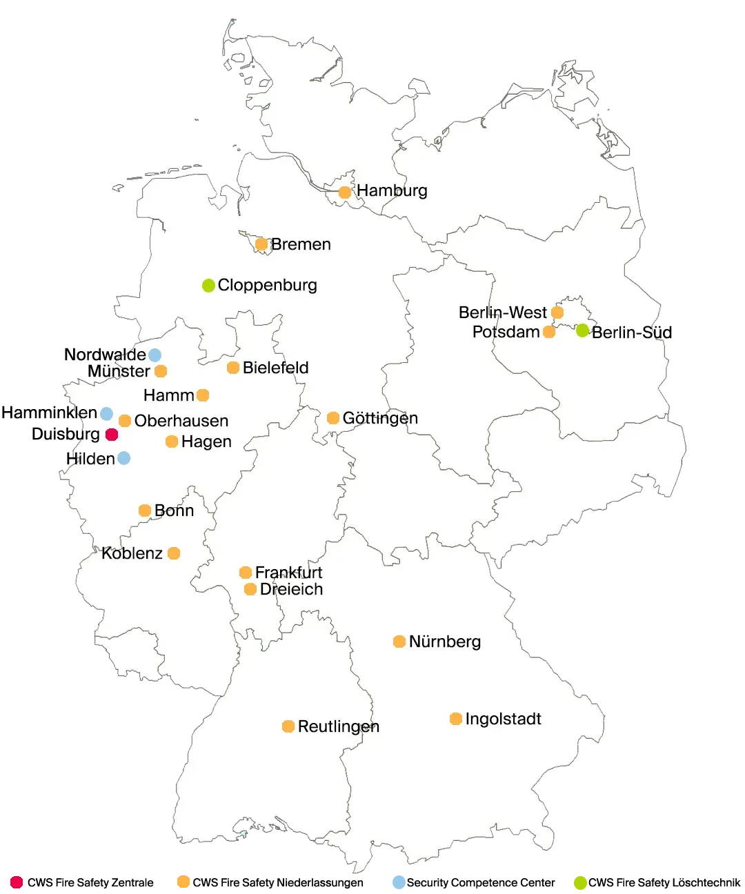 Deutschlandkarte Standorte Servicetechniker