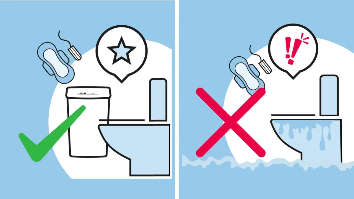 Do not flush tampons and pads