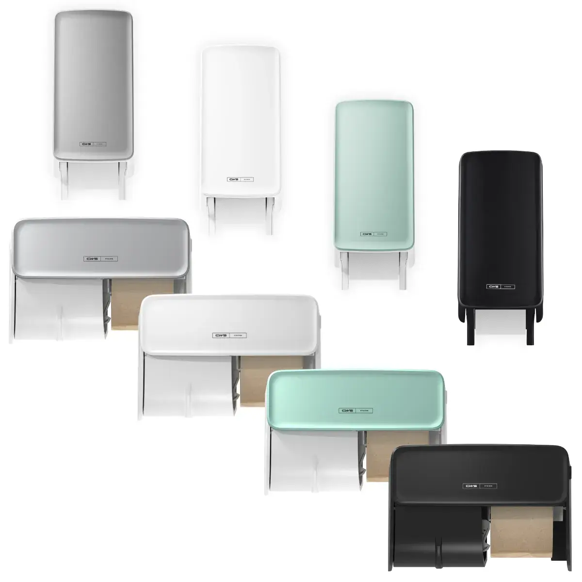 The range of PureLine toilet paper dispensers